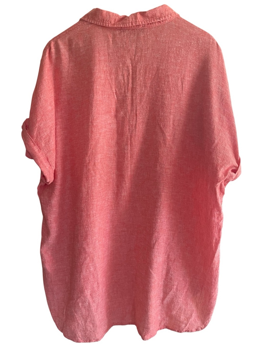 Tahari Pink Coral Linen Blend Popover Tunic Top 1X Coastal Boho Minimalist - Picture 2 of 10